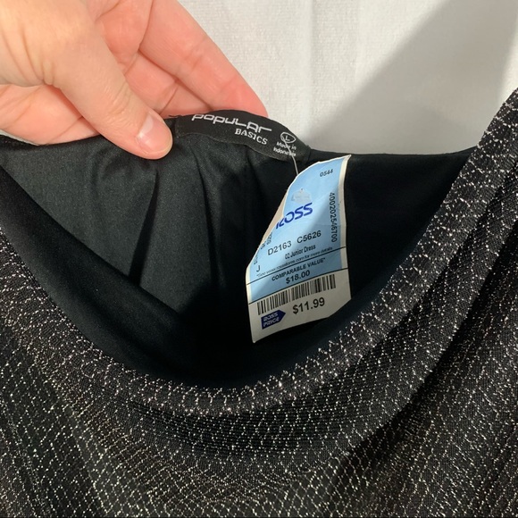 Popular basics  NWT black shimmer dress L - Picture 5 of 10